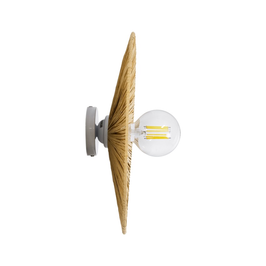 COLOMBO  Boho Επιτοίχιο Φωτιστικό Απλίκα Μονόφωτο 1 x E27 IP20 Μπεζ Ράφια - Μ40 x Π40 x Υ9cm