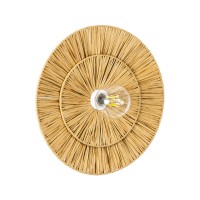 COLOMBO  Boho Επιτοίχιο Φωτιστικό Απλίκα Μονόφωτο 1 x E27 IP20 Μπεζ Ράφια - Μ40 x Π40 x Υ9cm