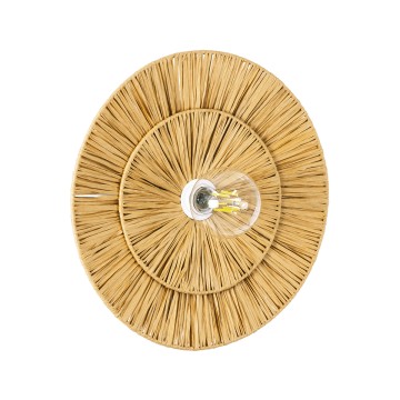 COLOMBO  Boho Επιτοίχιο Φωτιστικό Απλίκα Μονόφωτο 1 x E27 IP20 Μπεζ Ράφια - Μ40 x Π40 x Υ9cm