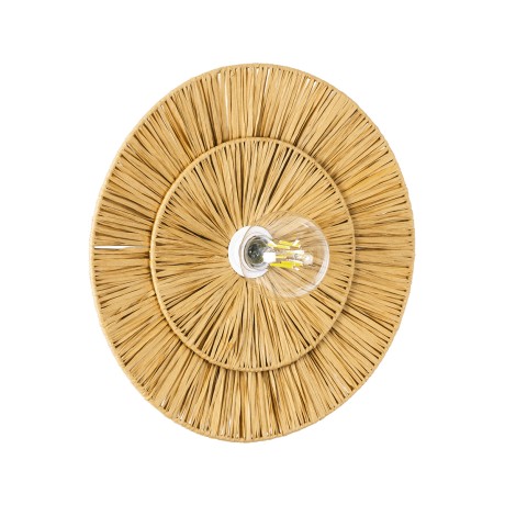 COLOMBO  Boho Επιτοίχιο Φωτιστικό Απλίκα Μονόφωτο 1 x E27 IP20 Μπεζ Ράφια - Μ40 x Π40 x Υ9cm