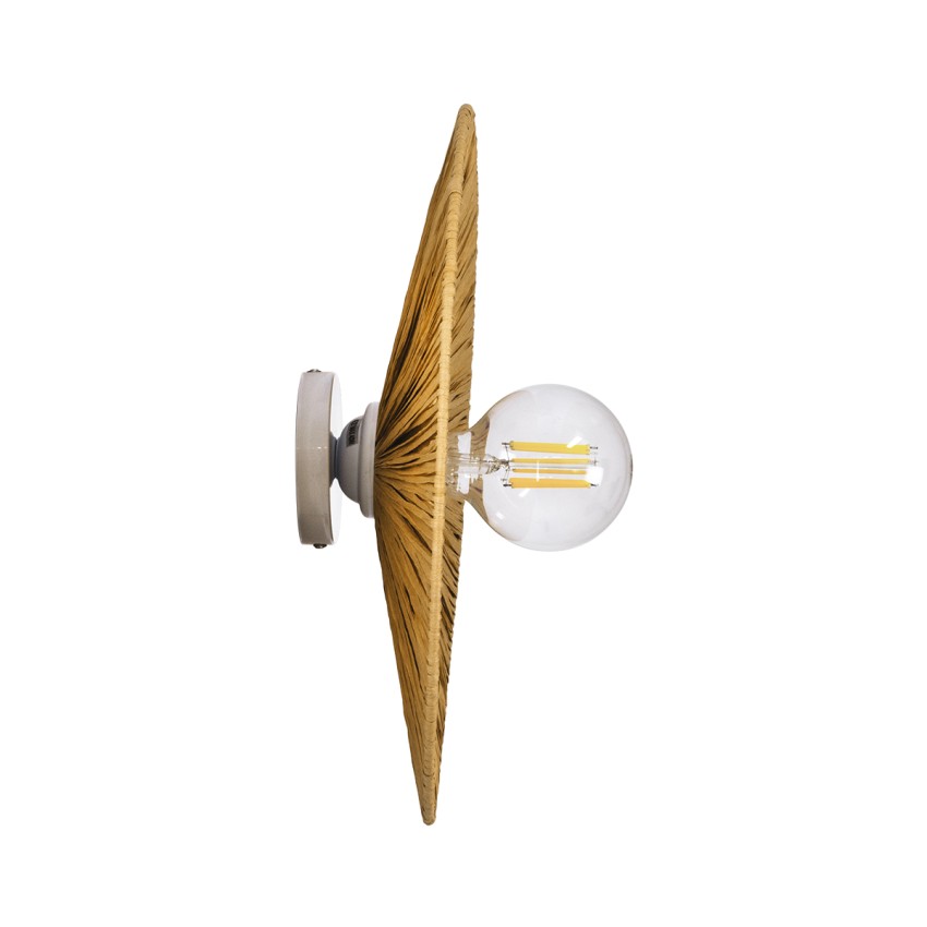 COLOMBO  Boho Επιτοίχιο Φωτιστικό Απλίκα Μονόφωτο 1 x E27 IP20 Μπεζ Ράφια - Μ40 x Π40 x Υ9cm