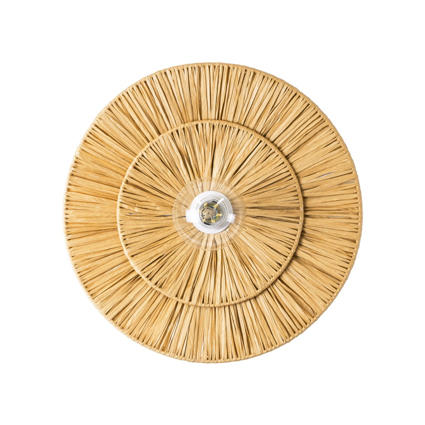 COLOMBO  Boho Επιτοίχιο Φωτιστικό Απλίκα Μονόφωτο 1 x E27 IP20 Μπεζ Ράφια - Μ40 x Π40 x Υ9cm