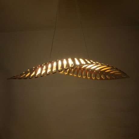 NANI  Μοντέρνο Κρεμαστό Φωτιστικό Πλέγμα LED 36W 2880lm 120° AC 220-240V IP20 Φυσικό Λευκό 4500K Μπεζ Ξύλο - Μ48 x Π48 x Υ18cm