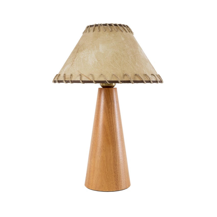 MASPALOMAS  Boho Επιτραπέζιο Φωτιστικό Μονόφωτο 1 x E27 AC220-240V IP20 - Φ30 x Υ45cm - Μπεζ Ξύλινο Καμπάνα