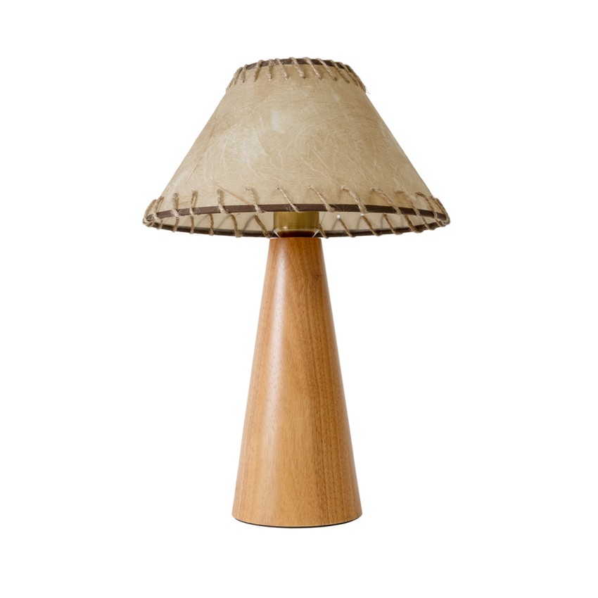 MASPALOMAS  Boho Επιτραπέζιο Φωτιστικό Μονόφωτο 1 x E27 AC220-240V IP20 - Φ30 x Υ45cm - Μπεζ Ξύλινο Καμπάνα