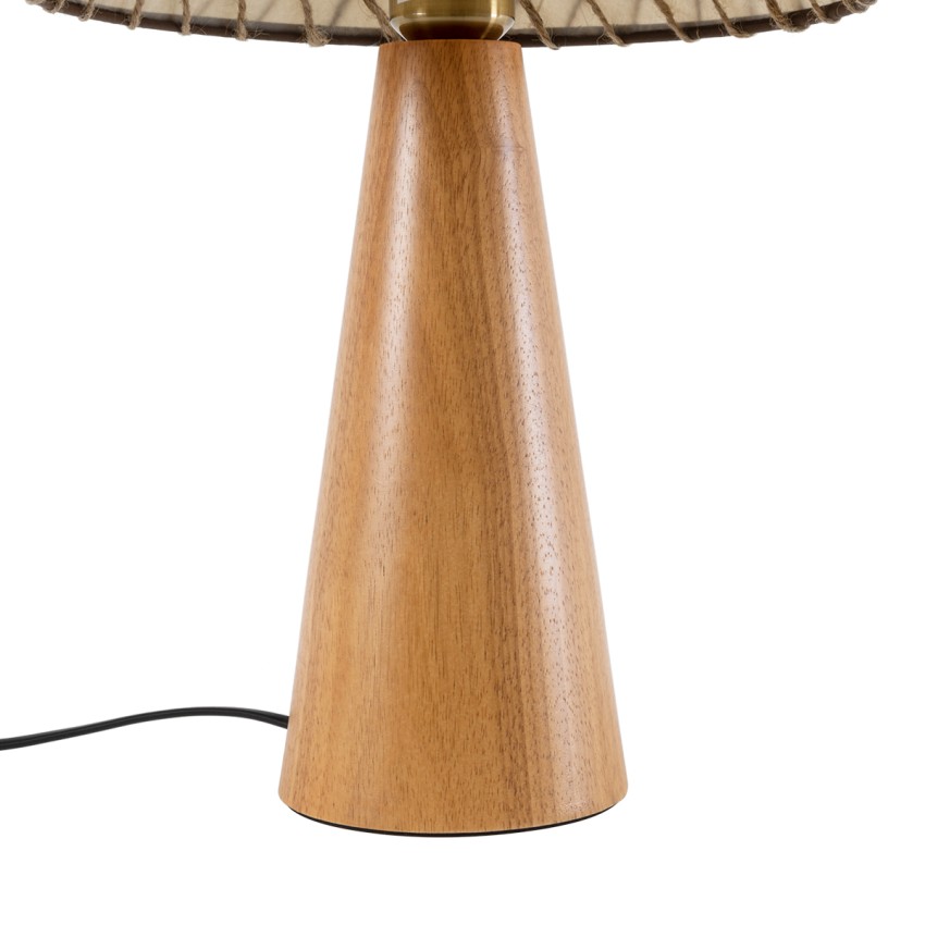 MASPALOMAS  Boho Επιτραπέζιο Φωτιστικό Μονόφωτο 1 x E27 AC220-240V IP20 - Φ30 x Υ45cm - Μπεζ Ξύλινο Καμπάνα