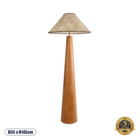 MASPALOMAS  Boho Επιδαπέδιο Φωτιστικό Μονόφωτο 1 x E27 IP20 Καφέ Ξύλο με Μπεζ Ύφασμα - Μ55 x Π55 x Υ145cm