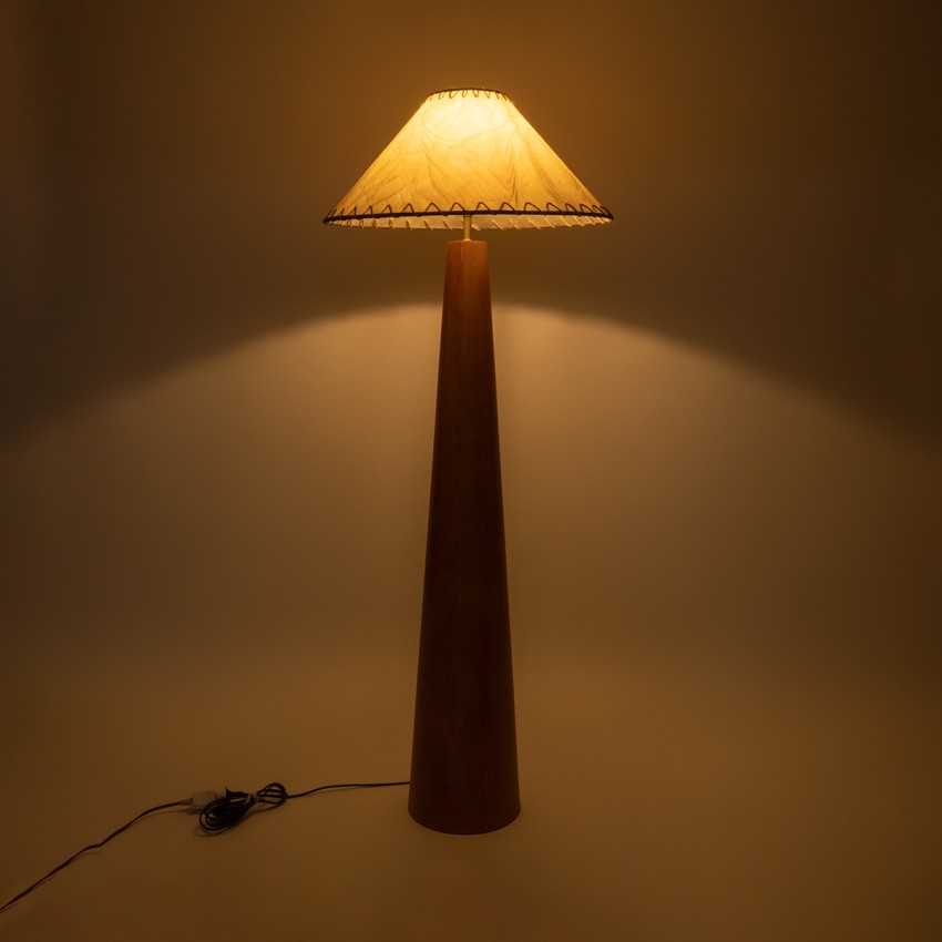 MASPALOMAS  Boho Επιδαπέδιο Φωτιστικό Μονόφωτο 1 x E27 IP20 Καφέ Ξύλο με Μπεζ Ύφασμα - Μ55 x Π55 x Υ145cm