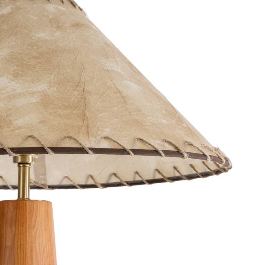 MASPALOMAS  Boho Επιδαπέδιο Φωτιστικό Μονόφωτο 1 x E27 IP20 Καφέ Ξύλο με Μπεζ Ύφασμα - Μ55 x Π55 x Υ145cm