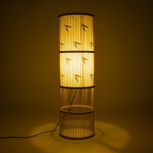 FALKLAND  Boho Επιδαπέδιο Φωτιστικό Μονόφωτο 1 x E27 IP20 Μπεζ Ξύλο με Λευκό Ύφασμα - Μ30 x Π30 x Υ100cm