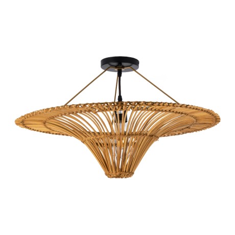 PALERMO  Boho Φωτιστικό Οροφής Πλέγμα Μονόφωτο 1 x E27 IP20 Καφέ Ξύλο - Μ60 x Π60 x Υ36cm