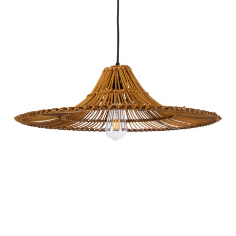 PALERMO  Boho Κρεμαστό Φωτιστικό Πλέγμα Μονόφωτο 1 x E27 IP20 Καφέ Ξύλο - Μ60 x Π60 x Υ18cm