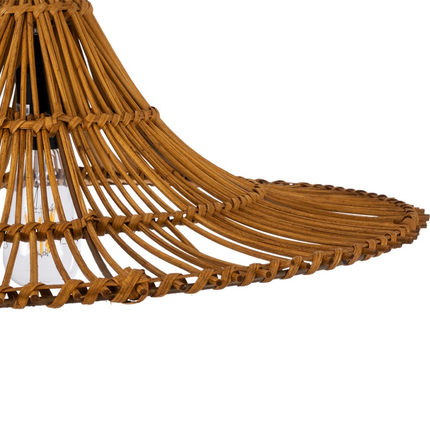 PALERMO  Boho Κρεμαστό Φωτιστικό Πλέγμα Μονόφωτο 1 x E27 IP20 Καφέ Ξύλο - Μ60 x Π60 x Υ18cm