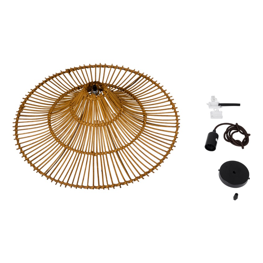 PALERMO  Boho Κρεμαστό Φωτιστικό Πλέγμα Μονόφωτο 1 x E27 IP20 Καφέ Ξύλο - Μ60 x Π60 x Υ18cm