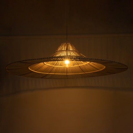 GLOBOSTAR® PALERMO  Boho Κρεμαστό Φωτιστικό Οροφής με Ντουί 1 x E27 AC 220-240V IP20 - Μπεζ - Μ160 x Π160 x Υ45cm