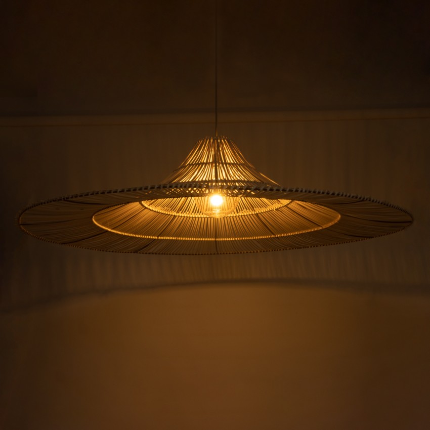 GLOBOSTAR® PALERMO  Boho Κρεμαστό Φωτιστικό Οροφής με Ντουί 1 x E27 AC 220-240V IP20 - Μπεζ - Μ160 x Π160 x Υ45cm