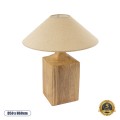LAFRONTERA  Boho Επιτραπέζιο Φωτιστικό Μονόφωτο 1 x E27 AC220-240V IP20 - Φ50 x Υ60cm - Μπεζ Ξύλινο Καμπάνα