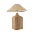 LAFRONTERA  Boho Επιτραπέζιο Φωτιστικό Μονόφωτο 1 x E27 AC220-240V IP20 - Φ50 x Υ60cm - Μπεζ Ξύλινο Καμπάνα