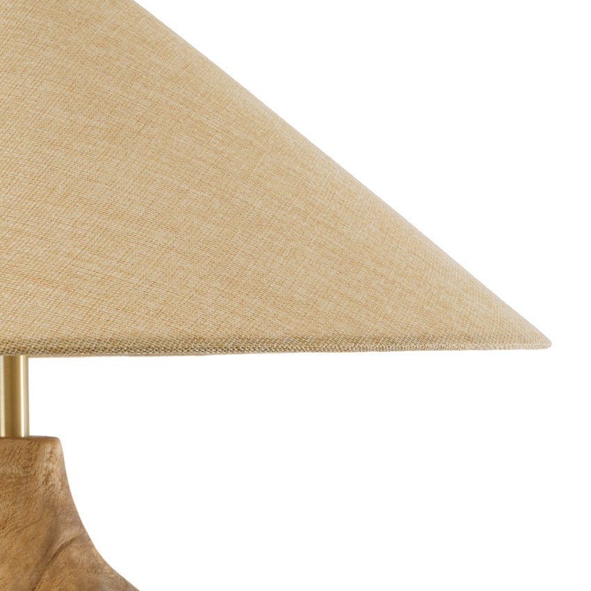 LAFRONTERA  Boho Επιτραπέζιο Φωτιστικό Μονόφωτο 1 x E27 AC220-240V IP20 - Φ50 x Υ60cm - Μπεζ Ξύλινο Καμπάνα