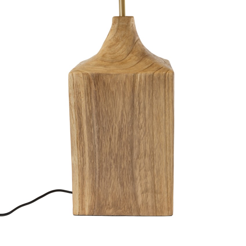 LAFRONTERA  Boho Επιτραπέζιο Φωτιστικό Μονόφωτο 1 x E27 AC220-240V IP20 - Φ50 x Υ60cm - Μπεζ Ξύλινο Καμπάνα