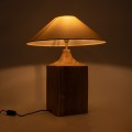 LAFRONTERA  Boho Επιτραπέζιο Φωτιστικό Μονόφωτο 1 x E27 AC220-240V IP20 - Φ50 x Υ60cm - Μπεζ Ξύλινο Καμπάνα