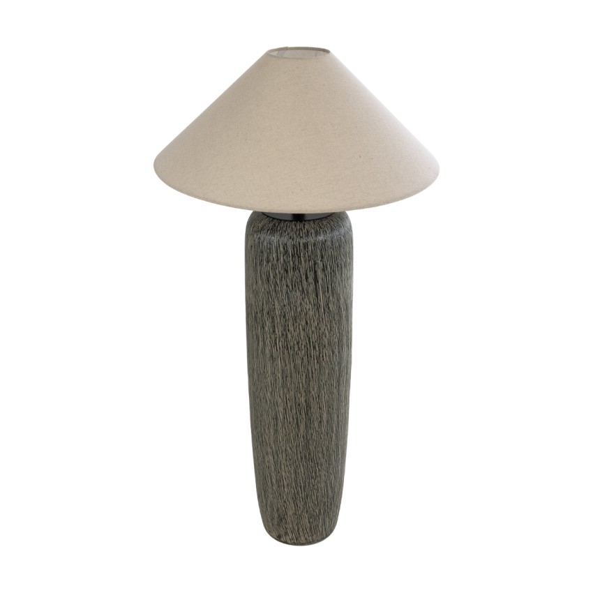 OLIANA  Boho Επιδαπέδιο Φωτιστικό Μονόφωτο 1 x E27 IP20 Γκρι Κεραμικό με Μπεζ Ύφασμα - Μ55 x Π55 x Υ110cm