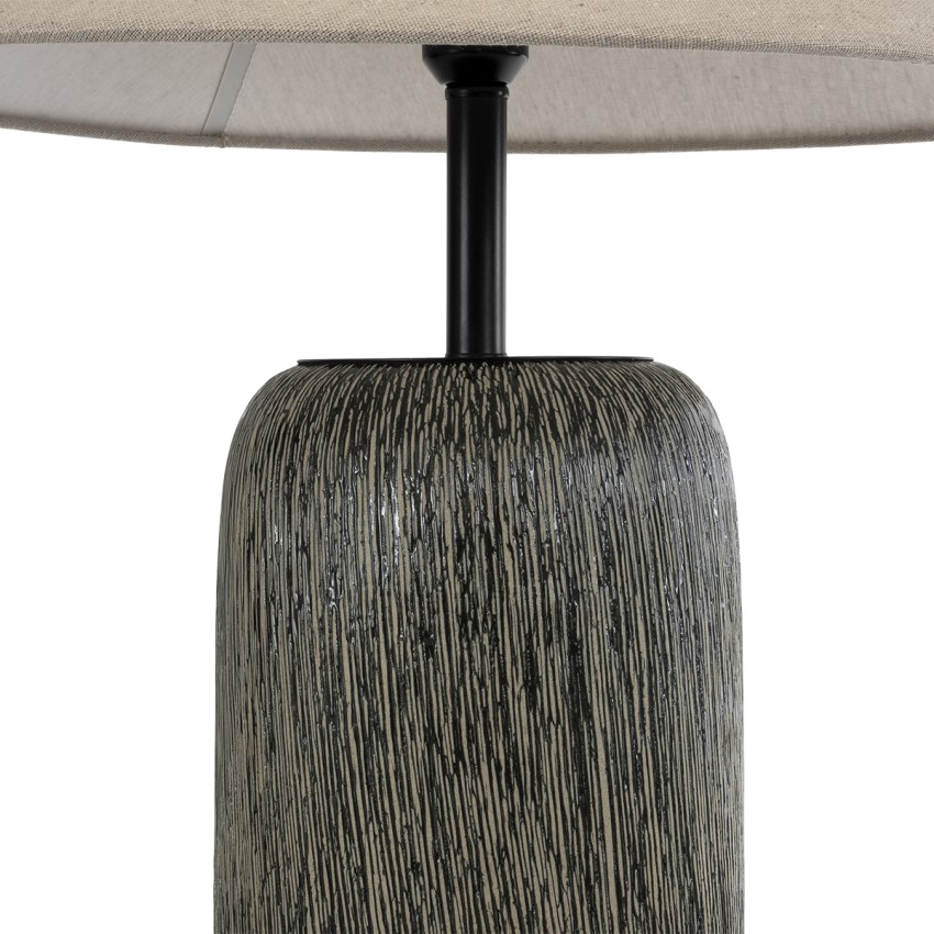 OLIANA  Boho Επιδαπέδιο Φωτιστικό Μονόφωτο 1 x E27 IP20 Γκρι Κεραμικό με Μπεζ Ύφασμα - Μ55 x Π55 x Υ110cm