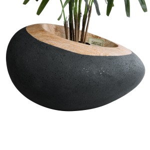 Τεχνητός Κήπος RAVELLO  Επιδαπέδιο Πολυεστερικό Τσιμεντένιο Κασπώ Γλάστρα -  Μαύρο με Καφέ Μ82 x Π62 x Υ45cm