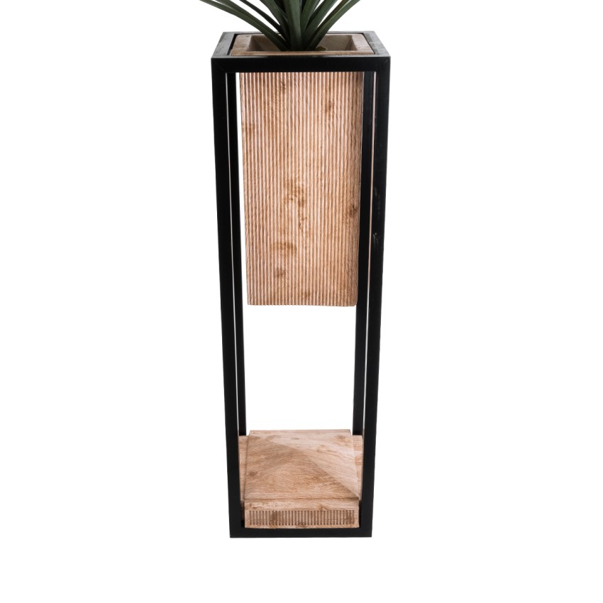 Τεχνητός Κήπος CASSIANO  Επιδαπέδιο Μεταλλικό Τσιμεντένιο Κασπώ Γλάστρα -  Καφέ με Μαύρο Μ36 x Π36 x Υ120cm