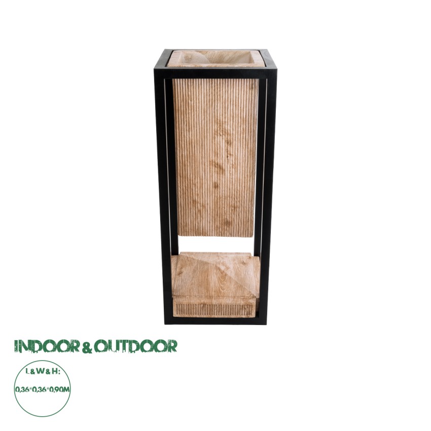 Τεχνητός Κήπος CASSIANO  Επιδαπέδιο Μεταλλικό Τσιμεντένιο Κασπώ Γλάστρα -  Καφέ με Μαύρο Μ36 x Π36 x Υ90cm