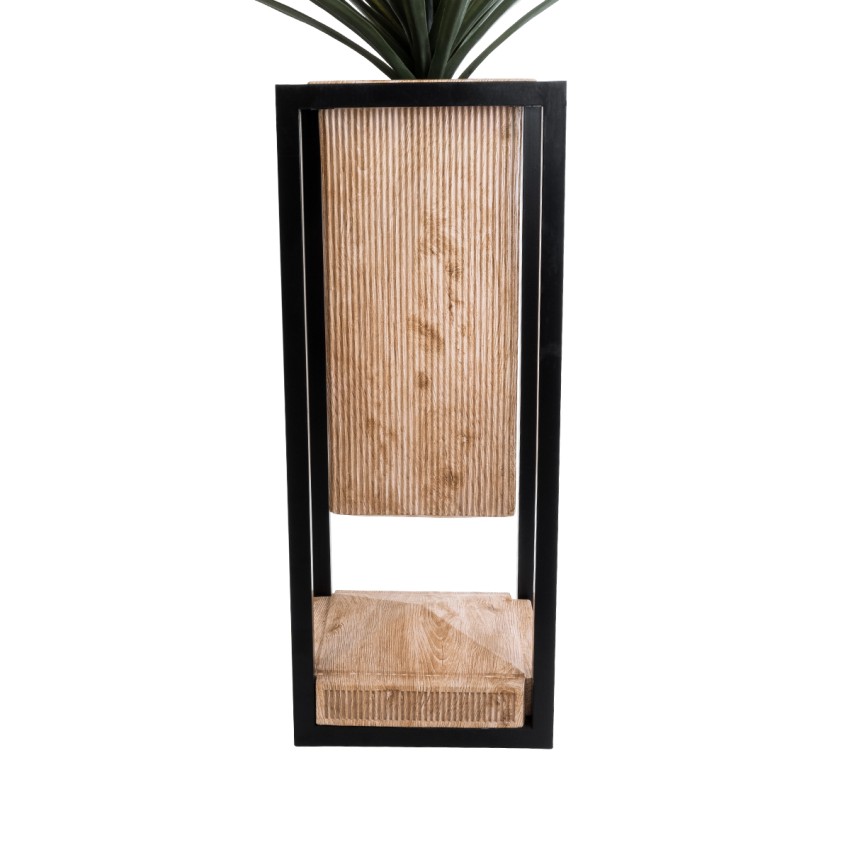 Τεχνητός Κήπος CASSIANO  Επιδαπέδιο Μεταλλικό Τσιμεντένιο Κασπώ Γλάστρα -  Καφέ με Μαύρο Μ36 x Π36 x Υ90cm