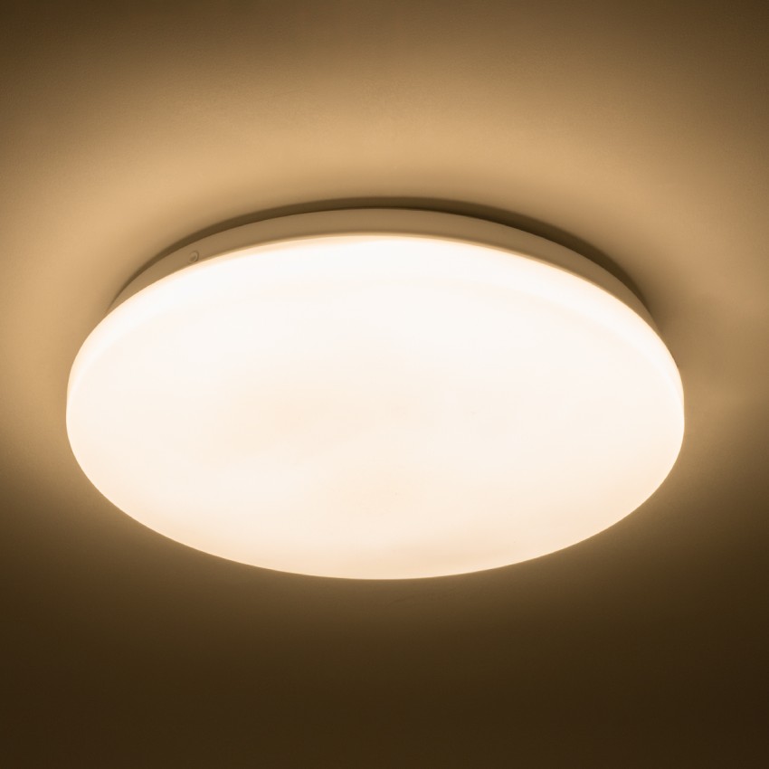 GLOBOSTAR® CELANO  Μοντέρνο Φωτιστικό Οροφής LED 20W 2400lm 120° AC 220-240V Αδιάβροχο IP54 Θερμό Λευκό 2700K - Lumileds SMD Chip - Λευκό Γαλακτερό - Μ26 x Π26 x Υ6cm