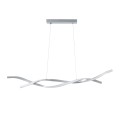 GLOBOSTAR® MORALES  Μοντέρνο Κρεμαστό Φωτιστικό Οροφής LED 54W 6048lm 300° AC 220-240V IP20 Ρυθμιζόμενο Λευκό CCT με Χειριστήριο από 2700K έως 6000K Dimmable - Lumileds SMD Chip - Νίκελ Βούρτσας - Μ90 x Π14 x Υ14cm
