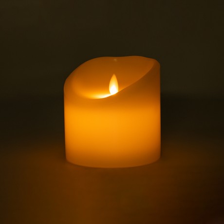 GLOBOSTAR® FIREFLAME  Διακοσμητικό Κερί Παραφίνης με Εφέ Κινούμενης Φλόγας & IR Ασύρματο Χειριστήριο LED 0.5W 25lm 180° DC 3V με 2xAA Μπαταρίες IP20 Θερμό Λευκό 2700K Dimmable - Μπεζ - Μ10 x Π10 x Υ10cm