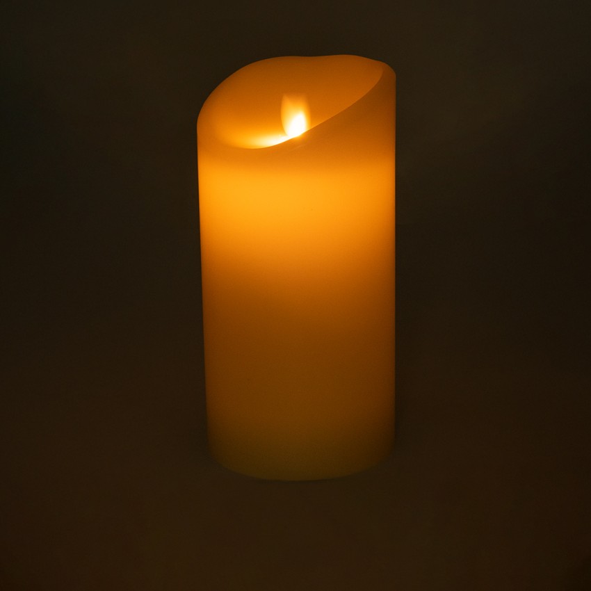 GLOBOSTAR® FIREFLAME  Διακοσμητικό Κερί Παραφίνης με Εφέ Κινούμενης Φλόγας & IR Ασύρματο Χειριστήριο LED 0.5W 25lm 180° DC 3V με 2xAA Μπαταρίες IP20 Θερμό Λευκό 2700K Dimmable - Μ10 x Π10 x Υ20cm