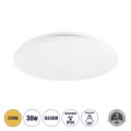 GLOBOSTAR® CELANO  Φωτιστικό Πλαφονιέρα Οροφής LED 30W 2700lm 120° AC 220-240V Αδιάβροχο IP54 Θερμό Λευκό 2700K - Lumileds SMD Chip - Λευκό Γαλακτερό - Μ33 x Π33 x Υ6cm