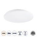 GLOBOSTAR® CELANO  Φωτιστικό Πλαφονιέρα Οροφής LED 30W 2850lm 120° AC 220-240V Αδιάβροχο IP54 Φυσικό Λευκό 4500K - Lumileds SMD Chip - Λευκό Γαλακτερό - Μ33 x Π33 x Υ6cm