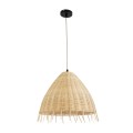 AQUATIC  Boho Κρεμαστό Φωτιστικό Καμπάνα Μονόφωτο 1 x E27 IP20 Μπεζ Ξύλο - Μ40 x Π40 x Υ36cm