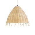AQUATIC  Boho Κρεμαστό Φωτιστικό Καμπάνα Μονόφωτο 1 x E27 IP20 Μπεζ Ξύλο - Μ40 x Π40 x Υ36cm