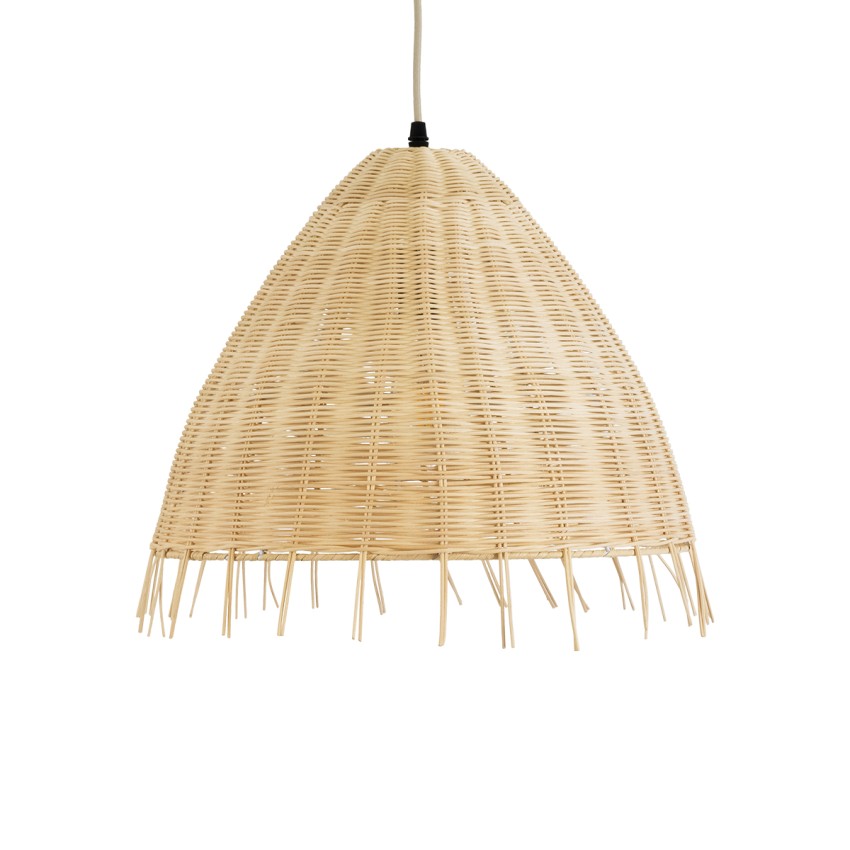AQUATIC  Boho Κρεμαστό Φωτιστικό Καμπάνα Μονόφωτο 1 x E27 IP20 Μπεζ Ξύλο - Μ40 x Π40 x Υ36cm