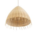 AQUATIC  Boho Κρεμαστό Φωτιστικό Καμπάνα Μονόφωτο 1 x E27 IP20 Μπεζ Ξύλο - Μ40 x Π40 x Υ36cm