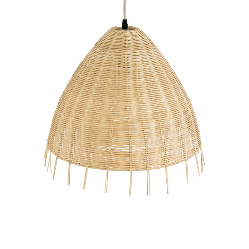 AQUATIC  Boho Κρεμαστό Φωτιστικό Καμπάνα Μονόφωτο 1 x E27 IP20 Μπεζ Ξύλο - Μ40 x Π40 x Υ36cm
