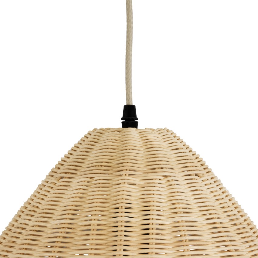 AQUATIC  Boho Κρεμαστό Φωτιστικό Καμπάνα Μονόφωτο 1 x E27 IP20 Μπεζ Ξύλο - Μ40 x Π40 x Υ36cm