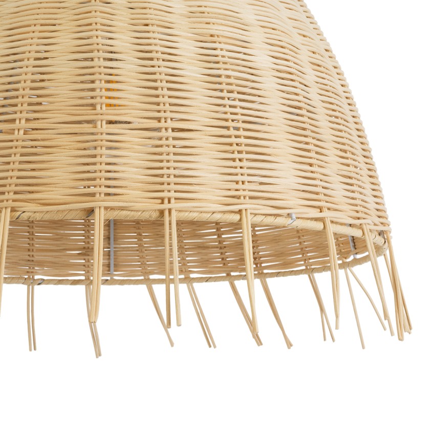 AQUATIC  Boho Κρεμαστό Φωτιστικό Καμπάνα Μονόφωτο 1 x E27 IP20 Μπεζ Ξύλο - Μ40 x Π40 x Υ36cm