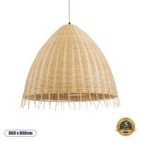 AQUATIC  Boho Κρεμαστό Φωτιστικό Καμπάνα Μονόφωτο 1 x E27 IP20 Μπεζ Ξύλο - Μ60 x Π60 x Υ60cm