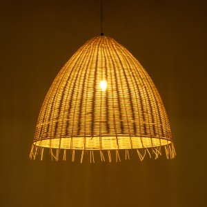 AQUATIC  Boho Κρεμαστό Φωτιστικό Καμπάνα Μονόφωτο 1 x E27 IP20 Μπεζ Ξύλο - Μ60 x Π60 x Υ60cm