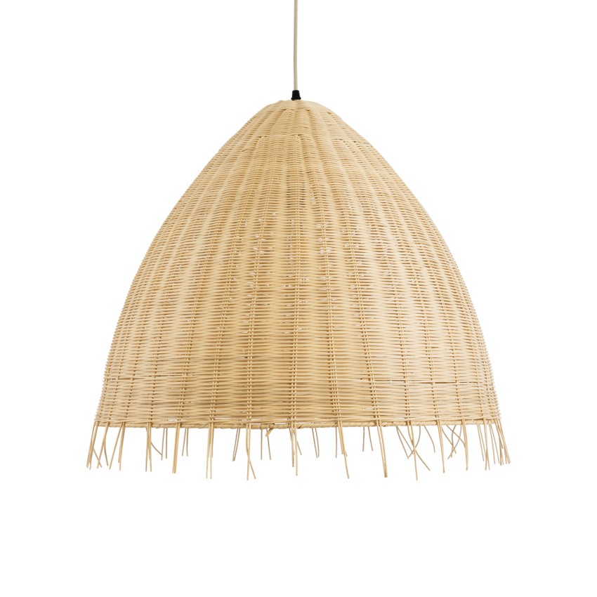 AQUATIC  Boho Κρεμαστό Φωτιστικό Καμπάνα Μονόφωτο 1 x E27 IP20 Μπεζ Ξύλο - Μ60 x Π60 x Υ60cm