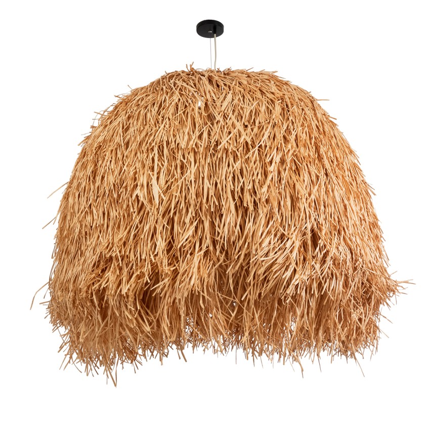 GUADELOUPE  Boho Κρεμαστό Φωτιστικό Καμπάνα Μονόφωτο 1 x E27 IP20 Μπεζ Ράφια - Μ120 x Π120 x Υ100cm