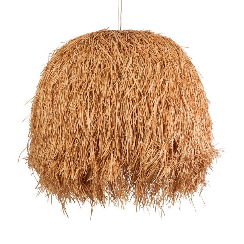 GUADELOUPE  Boho Κρεμαστό Φωτιστικό Καμπάνα Μονόφωτο 1 x E27 IP20 Μπεζ Ράφια - Μ120 x Π120 x Υ100cm