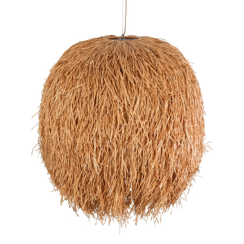 GUADELOUPE  Boho Κρεμαστό Φωτιστικό Καμπάνα Μονόφωτο 1 x E27 IP20 Μπεζ Ράφια - Μ120 x Π120 x Υ100cm